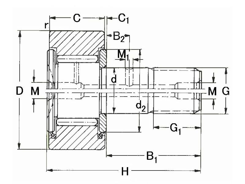 CF5UU-A CF5 cam follower needle roller bearing