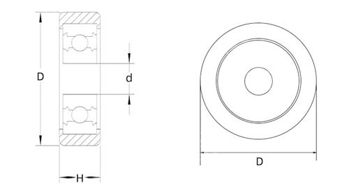606 2RS PU Coating Bearing Pulley